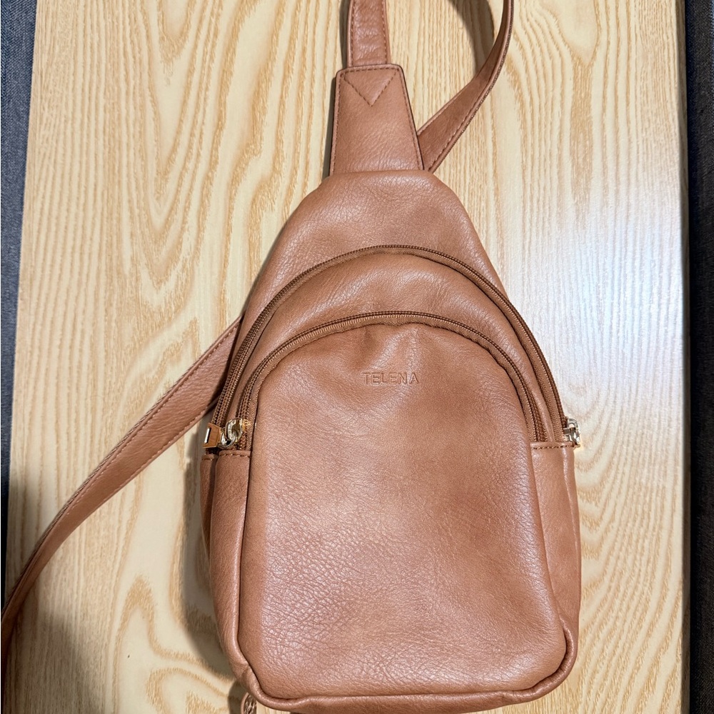 TELENA Tan Leather Sling Bag